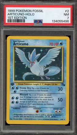 Pokemon Articuno Fossil 1st Edition Holo Rare #2 PSA 7 - Image 1