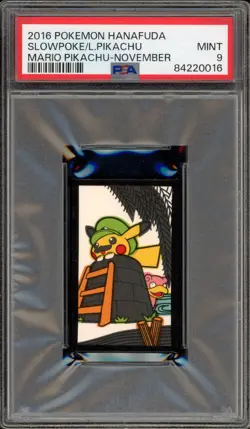 Pokemon Luigi Pikachu/Slowpoke Mario Pikachu Hanafuda November PSA 9 Mint - Image 1