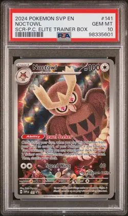 2024 POKEMON STELLAR CROWN POKEMON CENTER ETB PROMO SVP #141 NOCTOWL PSA 10 - Image 1