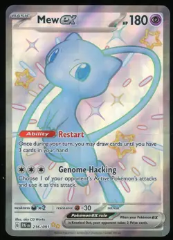 Pokemon TCG Mew EX Holo Shiny Ultra Rare Full Art Paldean Fates 216/091 NM - Image 1