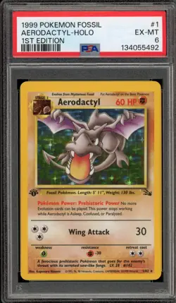 Pokemon Aerodactyl Fossil 1st Edition Holo Rare #1 PSA 6 - Image 1