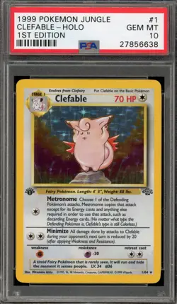 Pokemon Clefable Jungle 1st Edition Holo Rare #1 PSA 10 Gem Mint - Image 1