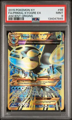 2015 POKEMON XY ANCIENT ORIGINS #96 FULL ART/PRIMAL KYOGRE EX PSA 9 - Image 1