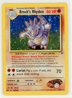 2000 Pokemon Gym Heroes Brock's Rhydon Holo Rare 2/132 NM - Image 1