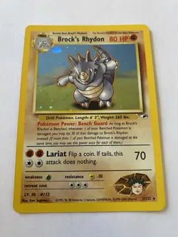 2000 Pokemon Gym Heroes Brock's Rhydon Holo Rare 2/132 NM - Image 3