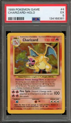 Pokemon Charizard Base Set Unlimited Holo Rare #4 PSA 5 - Image 1