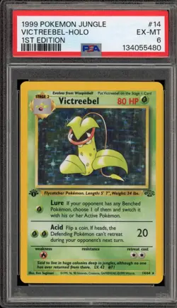 Pokemon Victreebel Jungle 1st Edition Holo Rare #14 PSA 6 - Image 1