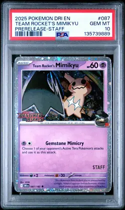 2025 POKEMON DRI EN-DESTINED RIVALS #087 TEAM ROCKET'S MIMIKYU PSA 10 - Image 1