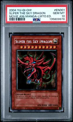 2004 YU-GI-OH! THE MOVIE ANI-MANGA LTD ED #EN001 SLIFER THE SKY DRAGON PSA 10 - Image 1