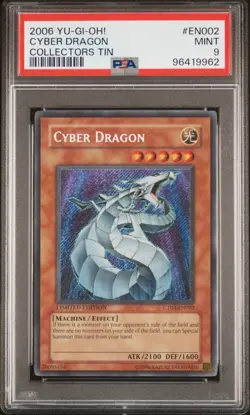 Yu-Gi-Oh! 2006 Cyber Dragon Secret Rare EN002 Collector's Tin PSA 9 Mint - Image 1