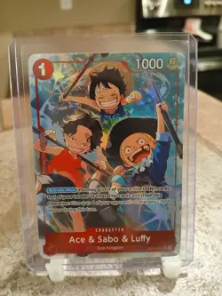 One Piece TCG Ace, Sabo & Luffy Alt Art OP13-007 SR English Carrying On His Will - Image 1