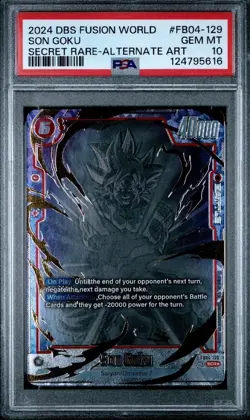 DBS Card Game Fusion World FB04-129 SON GOKU SECRET RARE-ALTERNATE ART - PSA 10 - Image 1