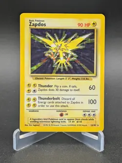 Zapdos - 16/102 - Holo Unlimited Base Set - Pokemon Card - LP - Image 1