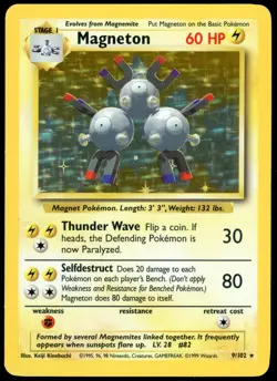 Magneton 9/102 Base Set Holo Rare Pokemon Card 1999 WOTC - HP - Image 1