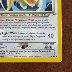 Pokemon TCG Light Dragonite Neo Destiny Holo Card 14/105 - Image 5