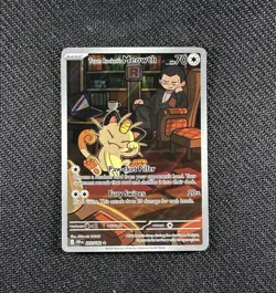 Pokemon TCG Destined Rivals Team Rockets Meowth Card 203/182 Near Mint Condition - Image 1