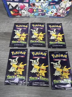 Pokemon Large Card Binder Holds 900 Cards Ash Misty Brock 6 Trick Trade Packs - Image 3