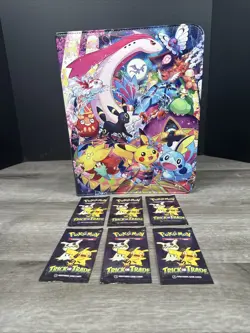 Pokemon Large Card Binder Holds 900 Cards Includes 6 Trick Or Trade Packs - Image 1