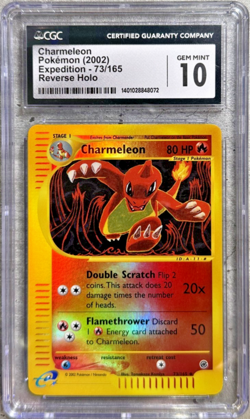 Pokemon Card Charmeleon Rev Holo CGC 10 Gem, Expedition 73/165, WOTC 2002 (1) - Image 1