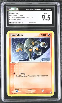 CGC 9.5 Houndour 2005 EX Unseen Forces 60/115 Reverse Holo Stamped Pokemon Card - Image 1