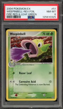 Pokemon Weepinbell EX Fire Red & Leaf Green Reverse Holo #51 PSA 8 - Image 1