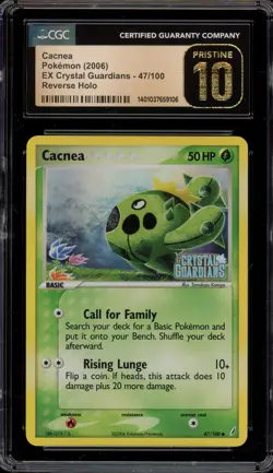 Pokemon Cacnea EX Crystal Guardians Reverse Holo #47 CGC 10 Pristine - Image 1