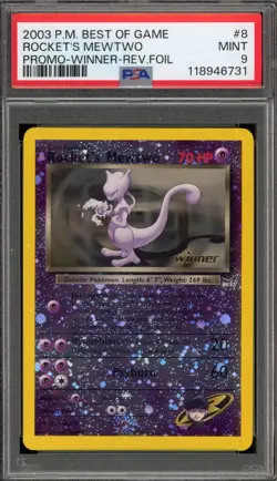 Pokemon Rocket's Mewtwo Best of Game Winner Reverse Holo Promo #8 PSA 9 Mint - Image 1