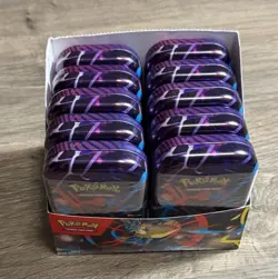 Lot of 10 Sealed Mini Tins Pokemon TCG Mega Evolution Mega Heros W/ Display Box - Image 1