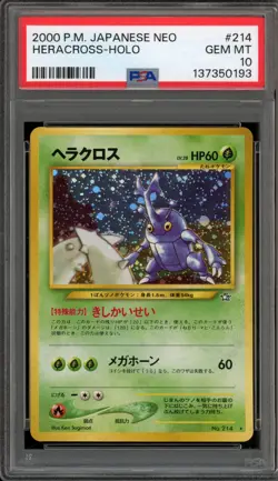 Pokemon Heracross Neo Japanese Holo Rare #214 PSA 10 Gem Mint - Image 1