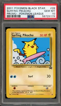 Pokemon Surfing Pikachu League Black Star Promo #28 PSA 10 Gem Mint - Image 1