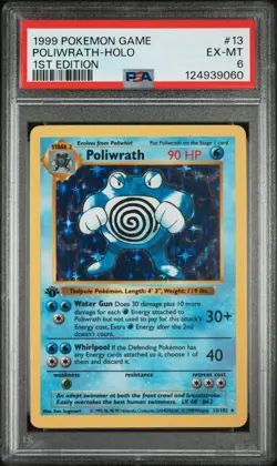 1999 POKEMON BASE SET 1ST EDITION #13 POLIWRATH-HOLO PSA 6 - Image 1