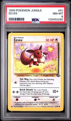 1999 Pokemon - Eevee - Jungle 51/64 - Regular - PSA 8 - Image 1