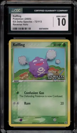 Pokemon Koffing EX Delta Species Reverse Holo #72 CGC 10 Gem Mint - Image 1