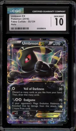 Pokemon Umbreon EX XY Fates Collide Holo Ultra Rare #55 CGC 10 Gem Mint - Image 1