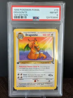 1999 POKEMON TCG FOSSIL #19 DRAGONITE 1ST EDITION - PSA 8 NM-MT - Image 4