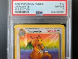 1999 POKEMON TCG FOSSIL #19 DRAGONITE 1ST EDITION - PSA 8 NM-MT - Image 5