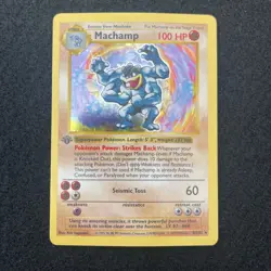 1999 Pokemon MACHAMP 1st Edition Shadowless Base Set Holo #8 8/102 LP READ! - Image 1