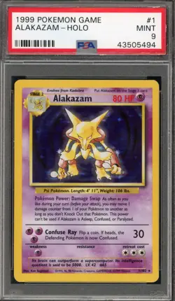 Pokemon Alakazam Base Set Unlimited Holo Rare #1 PSA 9 Mint - Image 1