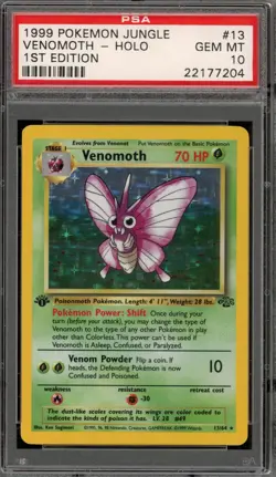 Pokemon Venomoth Jungle 1st Edition Holo Rare #13 PSA 10 Gem Mint - Image 1