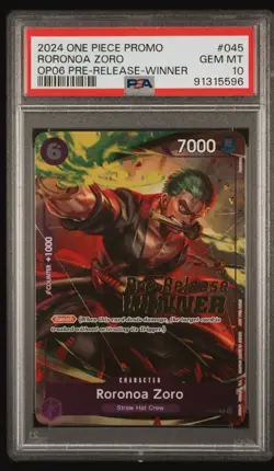2024 One Piece Zoro Pre Release Winner PSA 10 - Image 1
