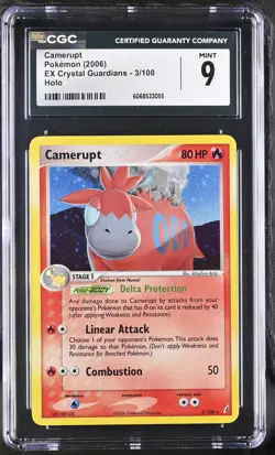 CGC 9 MINT Camerupt 2006 EX Crystal Guardians 3/100 Holo Pokemon Card - Image 1