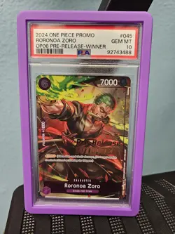 PSA 10 2024 One Piece Promo Roronoa Zoro OP06 Pre-Release Winner P-045 - Image 1
