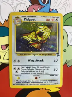 Pidgeot 14/130 Rare Holo Swirl MP Vintage Pokemon Card Base Set 2 WPTC 2000 - Image 1