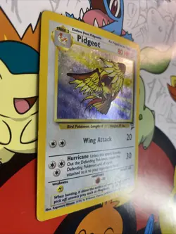 Pidgeot 14/130 Rare Holo Swirl MP Vintage Pokemon Card Base Set 2 WPTC 2000 - Image 2