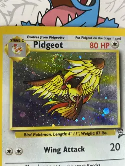Pidgeot 14/130 Rare Holo Swirl MP Vintage Pokemon Card Base Set 2 WPTC 2000 - Image 5