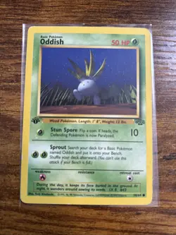 Pokemon TCG Oddish Card 58/64 1st Edition Jungle Regular Common - Image 1