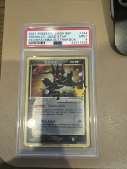 Pokemon 2021 Celebrations Greninja Gold Star SWSH144 Black Star Promo Card PSA 9 - Image 1