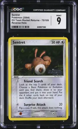 CGC 9 Sentret EX Team Rocket Returns 75/109 Reverse Holo Stamped Pokemon Card - Image 1