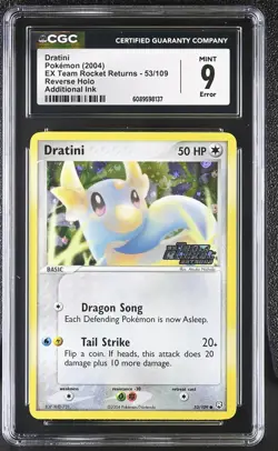 CGC 9 Dratini EX Team Rocket Returns 53/109 Reverse Holo STAMPED Pokemon Card - Image 1