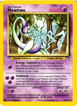 Pokemon Mewtwo TCG Legendary Collection 29/110 Non-Holo Rare Card LP - Image 1
